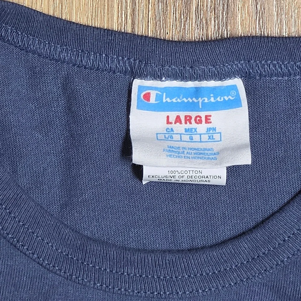 Vintage Champion Crewneck T Shirt Men's Size L Blue Short Sleeve‎ Logo - Picture 3 of 7